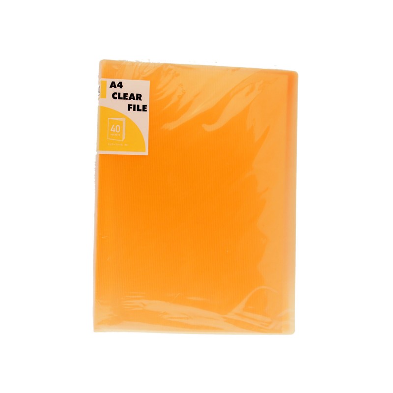 A4 Clear File 40 Pockets Transparent Orange